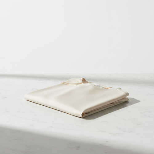 Blusa de seda ivory sobre mármol blanco